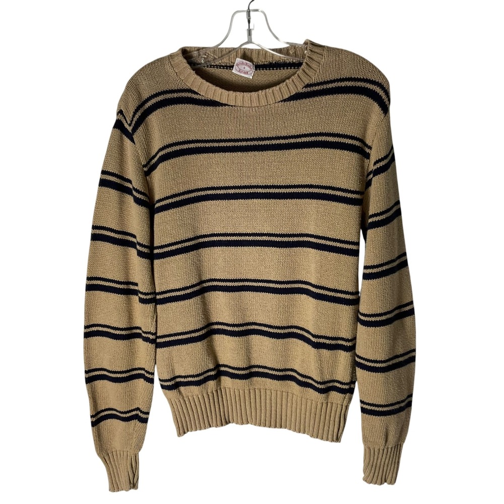 Brooks Brothers Vintage 70's/80's Mens Crewneck Knit Cotton Sweater Stripe Small